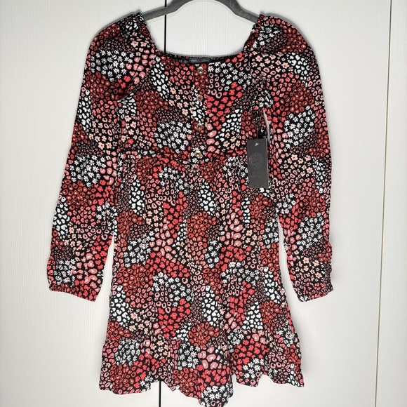Vince Camuto Girls floral red and black Patterned Dress NWT size 6X - Picture 1 of 6